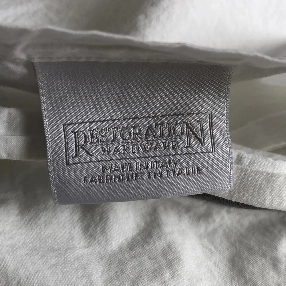 Restoration Hardware ITALIAN HOTEL SATIN STITCH Euro SHAM Fog White Silver